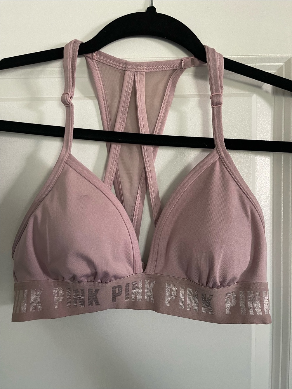 PINK Victoria's Secret Dusty Pink Strappy Sports Bralette